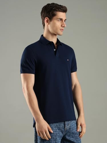 Image of Tommy Hilfiger Solid Regular fit Cotton Polo t-Shirt