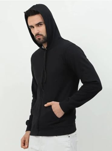 Image of Rudra Men Cotton Blend Hoodies Winter Wear Zipper Hoodie Hooded Sweatshirt Winter Hoodies Stylish Huddy Pullover Warm Hudi XL