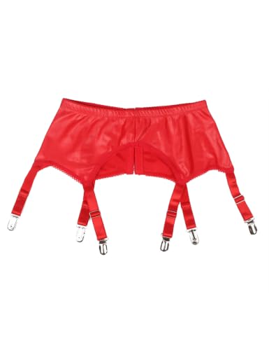 ohyeahlady Porte Jarretelle Sexy Homme Cuir PU Sissy 6 Pinces M,Rouge – vue 6