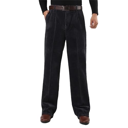 Men's Classic Fit Straight Pant Corduroy Fall Winter Loose Casual Trousers Thick Chino Pants (DarkGrey4,35)
