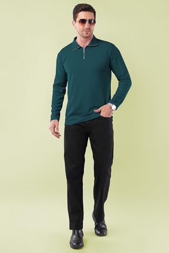 Image of KAJARU Men's Quarter Zip Pullover T-Shirt, Cable Knit Pattern, Full Sleeve