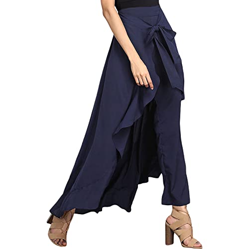 Pantete Womens Wide Leg Dress Pants Palazzo Long Chiffon Trousers with Belt2