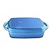 2 in 1 Enameled Cast Iron 11 Inch Square Casserole Baking Pan With Griddle Lid 2 in 1 Multi Baker Dish, Blue Whale