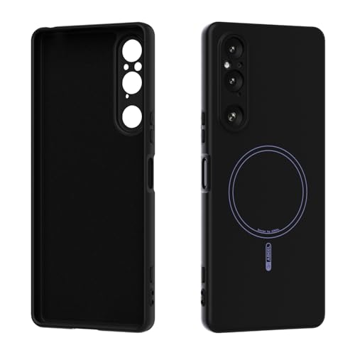 TIANYUE Magnetische Hülle für Sony Xperia 1VI, Kompatibel mit Mag-Safe, Integrierter Magnetring, Flüssigsilikon Schlanke Stoßfeste Hülle für Sony Xperia 1VI-Schwarz