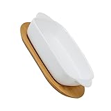 HEALEEP 1Satz Doppelgriff Backblech mit Holzdeckel Vielseitige Haushaltsbackplatte für Mikrowelle und Ofen Hochtemperaturbeständige Design für Leckere Gerichte