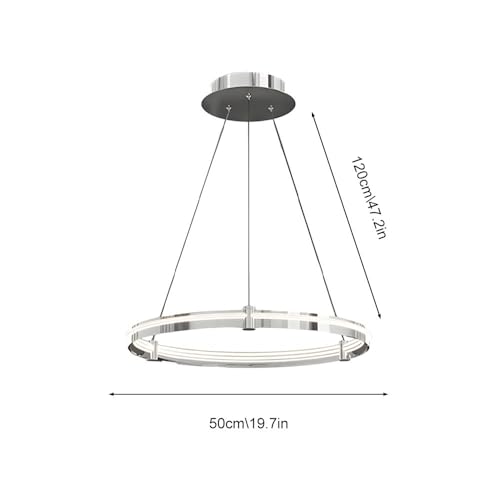 Lustre LED moderne 76W chrome, suspension salle à manger chic