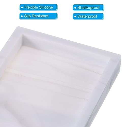 PATIKIL Silicone Bathroom Tray, 8" x 4" Soap Dispenser Tray Jewelry Organizer Dish for Restroom Dresser - Image 4
