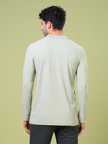 Image of TECHNOSPORT Mens Slim Fit Polyester Active Wear Collar Polo T-Shirt with Long Sleeves for Workout, Sports