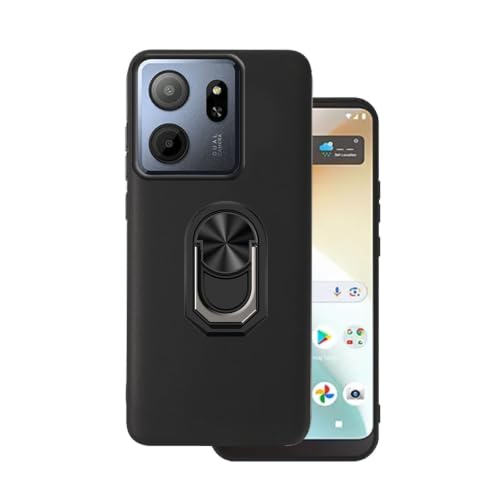 DAMONDY for Consumer Cellular IRIS Connect 2 Case Compatible for Speakeasy Smart Phone Case Cover 360 Ring Shockproof Soft TPU Rubber Slim with Kickstand [Magnetic Car Mount] Protective -Black