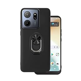 DAMONDY for Consumer Cellular IRIS Connect 2 Case Compatible for Speakeasy Smart Phone Case Cover 360 Ring Shockproof Soft TPU Rubber Slim with Kickstand [Magnetic Car Mount] Protective -Black