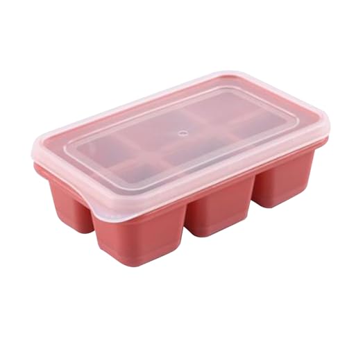 Bandejas para cubitos de hielo multiusos, 6 rejillas, reutilizables, a prueba de fugas, fácil liberación, cubitos de hielo de silicona de fondo suave con tapa extraíble (Pink)