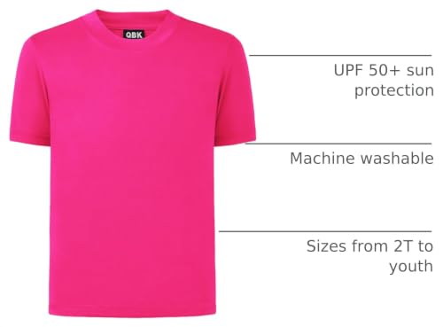 Image of QBK 2T to Youth Neon Shirt Kids UPF 50+ Dry Fit Athletic Short Sleeve Rash Guard T Shirts for Boys Girls Sports Undershirt