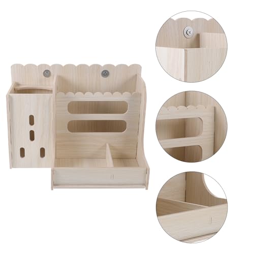 Comedero de madera para conejos y chinchillas beige para jaulas 8