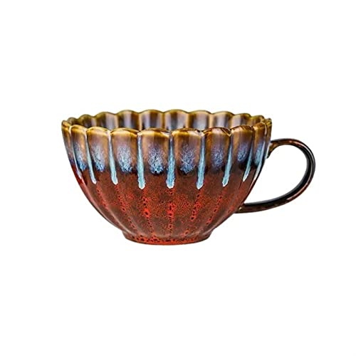 500ml ユニークな窯釉マグカップ 大型シリアルカップ オフィスコーヒー レトロ 朝食 オートミール 紅茶、ラテ、温かい飲み物に最適