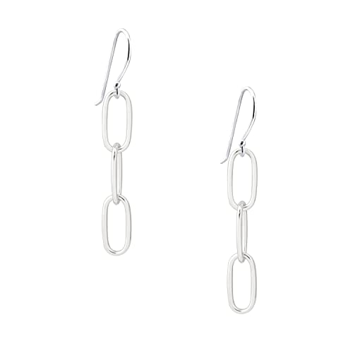Savlano 925 Sterling Silver Paperclip Linear Link Drop Earrings-18K Gold Plated Dangle Drop Chain Earrings for Women Made in Italy Comes with Gift Box2
