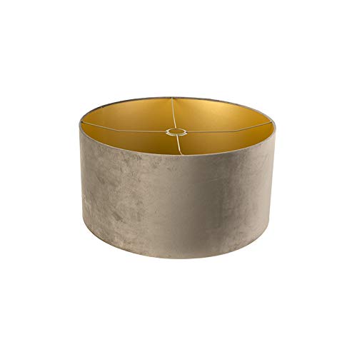 QAZQA cilinder velours - Paralume Classico - luce - Ø 500 mm - Taupe -