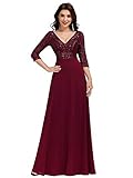Ever-Pretty Women's V-Neck Sparkle A-line Sequin Wedding Guest Dress Burgundy US12