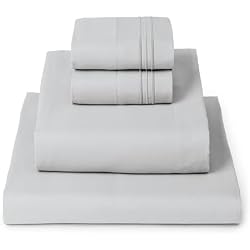 Mellanni Queen Sheets Set - 4 PC Iconic Collection Bedding - Hotel Luxury, Extra Soft, Cooling Bed Sheets - Wrinkle, Fade, Stain Resistant (Queen, Light Gray)