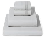 Mellanni Bed Sheet Set - Brushed Microfiber 1800 Bedding - Wrinkle, Fade, Stain Resistant - Hypoallergenic - 4 Piece (Queen, Light Gray)