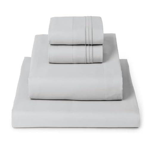 Mellanni Bed Sheet Set - Brushed Microfiber 1800 Bedding - Wrinkle, Fade, Stain Resistant - 4 Piece (Queen, Light Gray)