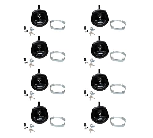 Image of Mytee Products (8 Pack) Underbody Truck Tool Box Latch Replacement Lock w /Keys - Black Powder Coated Latch w /Chrome Paddle - Tool Box Lock Replacement for Trucks, RV, Trailer, UTV, ATV
