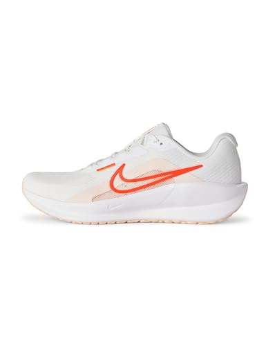 Nike Women's Downshifter 13 Road Running Shoes, White/Bright Crimson-Washed Coral, 8
