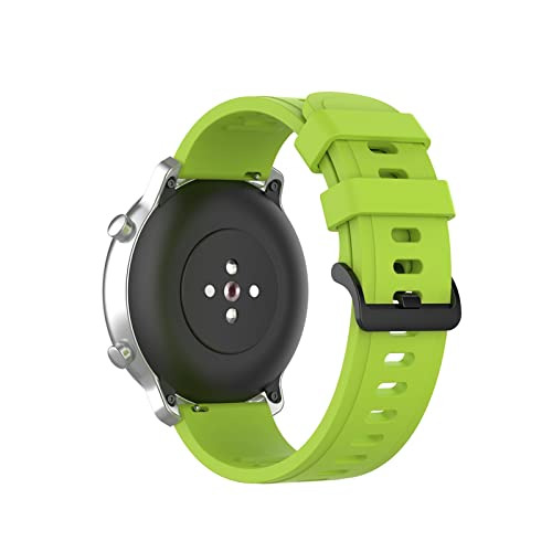 Bracelet en silicone 20mm pour montre connectée Amazfit GTS 3 et GTR 42mm coloris vert lime
