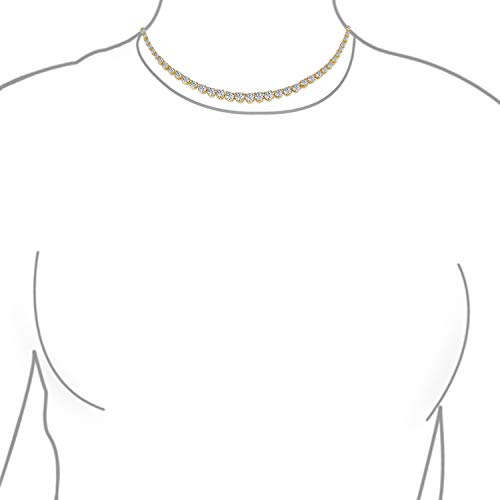 Classic Traditional Bridal Cubic Zirconia Graduated AAA CZ Square Cut Channel Set Or Round Prong Bezel Set Statement Tennis Necklace Collar For Women Wedding Prom Silver, Rose 14K Gold Plated3