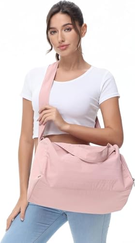 Image of Bayne Small Duffle Bags for Travel for Women - Multifunctional Gym Bag with Shoe Compartment, Waterproof and Adjustable Shoulder Strap, Small Gym Bag for Women and Travel Shoulder Bag (Pink)