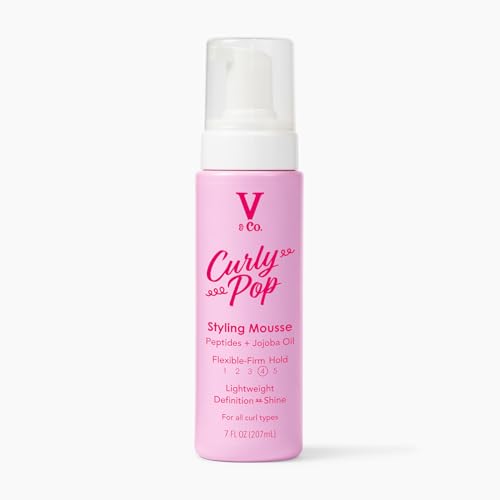 V&Co. Beauty Curly Pop Curl Defining Cream – Curl Cream for Curly Hair, Anti Frizz & Moisturizing Hair Care with Peptides & Jojoba Oil – Defines Curls, Enhances Elasticity & Adds Hydration – 6 oz