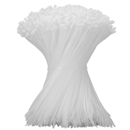 Image of Armpow 12 Inch Zip Ties White 1000 PCS, 50 Lbs- Heavy Duty Tensile Strength, Nylon PA66 UV Resistant Cable Ties for Indoor and Outdoor Use - Ideal for object bundling and fastening