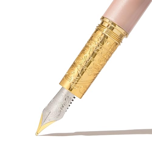 Image of Ferris Wheel Press | Bijou Fountain Pen | Huffin Puff Pink | Double Gold Plated, Sapphire Lacquer Finish | Two-Tone Steel Nib | Fine Nib