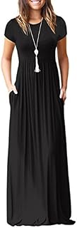 VIISHOW Women's Short Sleeve Loose Plain Maxi Dresses Casual Long Dresses with Pockets