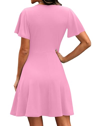 Image of RUMIA Women Casual Dresses Wrap V Neck Dress A-Line Summer Sundress Fashion