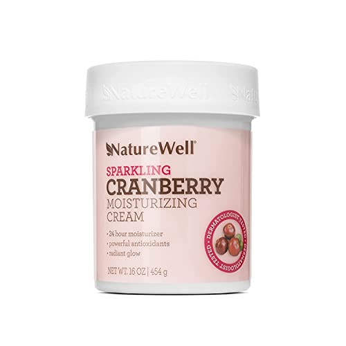 NATURE WELL Sparkling Cranberry Moisturizing Cream for Face, Body & Hands, Filled with Powerful Antioxidants, Adds a Radiant Glow with a Touch of Sparkle & Intense Hydration, 16 Oz