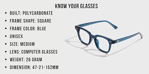 Image of SAM AND MARSHALL VIVID Eyeglass I Square Shape I Computer Glasses I Polycarbonate Frames I Unisex