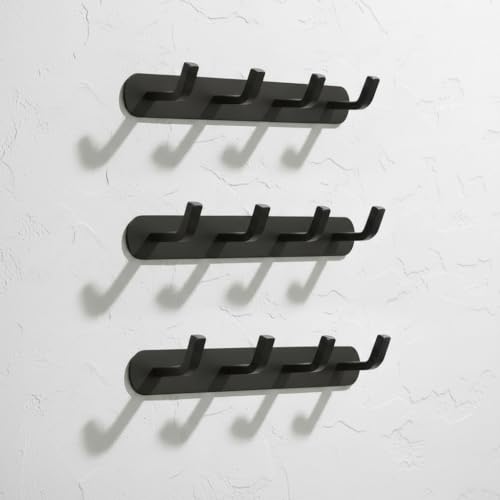 Image of SOSSI 4-Pin Cloth Hanger, Hooks Rail for Hanging Clothes for Bathroom, Key Holder, Towel Hanger, Robe Hook (Pack of 3) (Matt Black)