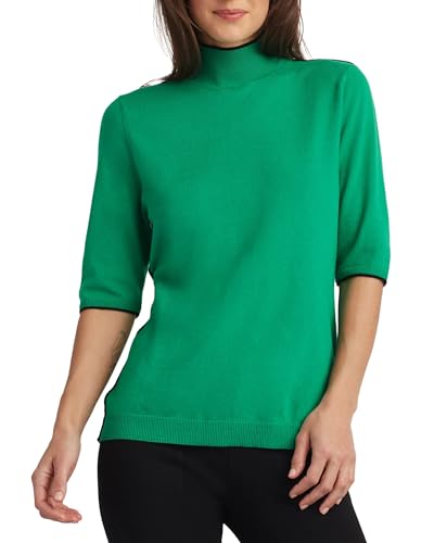 Image of Company Ellen Tracy Women's Women's Mock Neck Sweater, Carlee Elbow Sleeve Turtleneck Pullover Shirt Top