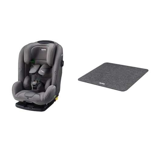 Aprica(アップリカ) チャイルド＆ジュニアシート ISOFIX固定 フォームフィットネクスト まで ロングユース チャイルドシート R129適合 (ステラグレー) 【2024年モデル】+チャイルドシートオプション シート保護マット 純正 (ヘザードブラック) 【セット買い】