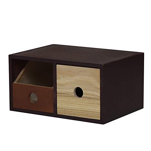 ヤマソロ 木製 収納ボックス 小物チェスト 1段2杯タイプ