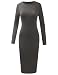 BILY Women's Slim Fit Round Crew Neck Bodycon Midi Tunic Dress