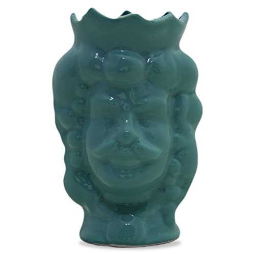 100% Artigianale Generico Testa di moro in porcellana di Capodimonte uomo verde smeraldo re 11 cm artigianale Forever fatto a mano originale da personalizzare