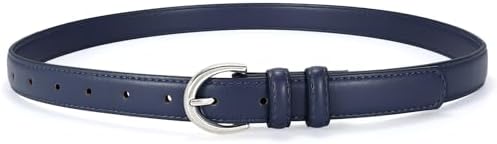 SANSTHS Women Leather Belt for Jeans Pants Fashion Ladies Skinny Belt for Dresses Thin Belt with Single Prong Buckle