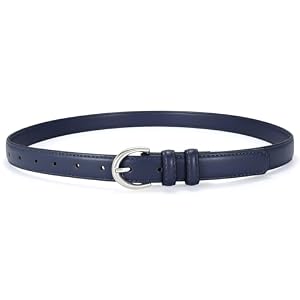 SANSTHS Women Leather Belt for Jeans Pants Fashion Ladies Skinny Belt for Dresses Thin Belt with Single Prong Buckle