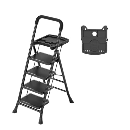 Daolift 4 Step Ladder 660lbs Capacity Folding Step Ladder with Wide Anti-Slip Pedal Protable Stell Step Stool with Tool Platform Lightweight Step Stool Multi-use for Home/Garage/Garden/Painting/Decor