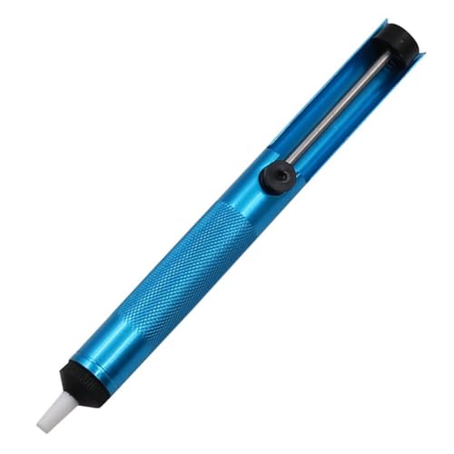 Lawnoval Bomba desoldadora de aluminio con ventosa para reparación electrónica, 187 mm, azul, para barra de empuje de acero inoxidable y diseño de resorte de tracción trasera