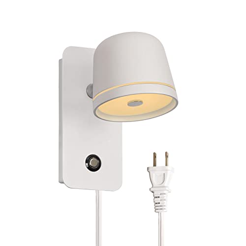 Image of Aisilan LED Plug in Wall Sconce with Touch Dimmable Control Adjustable Wall Mounted Lamp Angle Anti-Glare Matte White Aluminum Bedside Reading Wall Lights for Bedroom Living Room