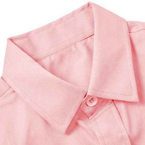 Image of Boys' Button Down Dress Shirts Kids Long Sleeve Solid Collared Uniform Shirt for Toddler Boy (Size 2T-20)