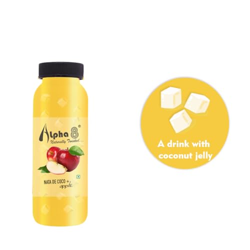 Image of ALPHA 8 FRUIT Juice with NATA De Coco Coconut Cubes Natural Energizer & Immunity Booster, Healthy Juice, High Fiber, Real Natural Taste(Apple Juice, Pack of 24)