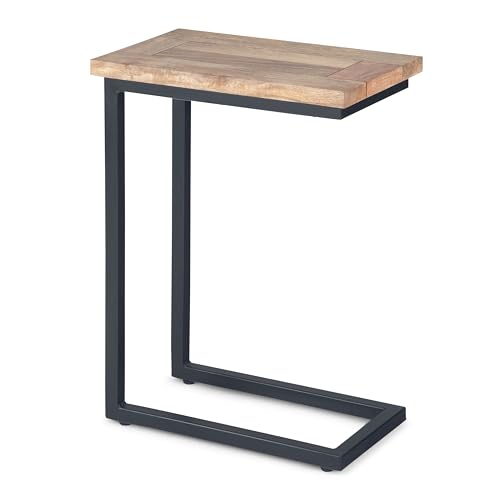 Simpli Home SIMPLIHOME Skyler - Mesa Auxiliar Rectangular de Madera de Mango Maciza y Metal, 45,7 cm de Ancho, Color Natural, Totalmente montada, para Sala de Estar y Dormitorio